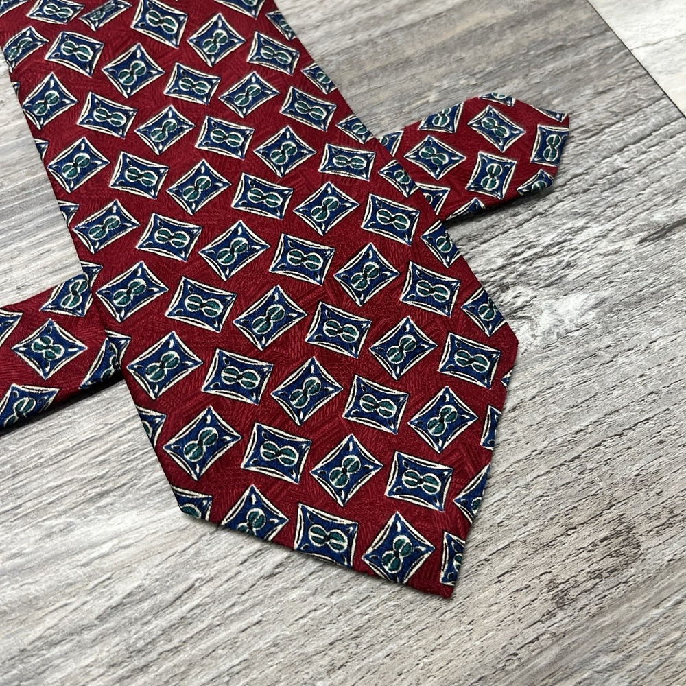 Ralph Lauren Chaps Mens Tie Blue Red  100% Silk Made In USA Squares‎ Vintage 80s